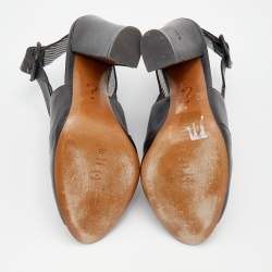 Pre Owned Moschino Black Leather Slingback Sandals Size 39