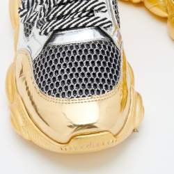 Moschino Metallic Multicolor Leather and Mesh Teddy Bear Sneakers Size 39