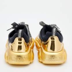 Moschino Metallic Multicolor Leather and Mesh Teddy Bear Sneakers Size 39