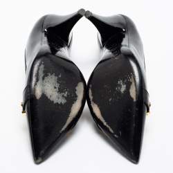 Moschino Black Leather Logo Buckle Pointed-Toe Pumps Size 39