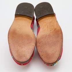 Pre Owned Moschino Multicolor Canvas and Patent Leather Slip On Loafers Size 36.5