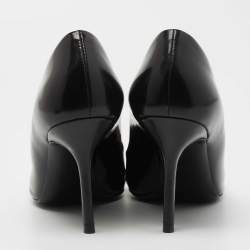 Pre Owned Moschino Black Leather Embellished Logo Pumps Size 36