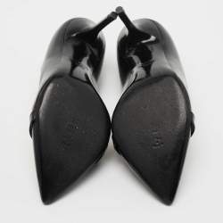 Pre Owned Moschino Black Leather Embellished Logo Pumps Size 36