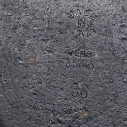 Pre Owned Moschino Black Leather and Elastic Logo Strap Slingback Flats Size 36