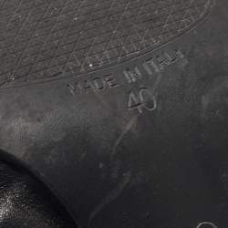 Pre Owned Moschino Black Pleated Leather Heart Cutout Ankle Booties Size 40