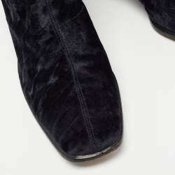 Pre Owned Moschino Black Velvet Calf Length Boots Size 38.5