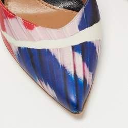 Moschino Multicolor Printed Leather Pointed Toe Pumps Size 39