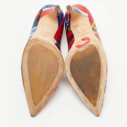 Moschino Multicolor Printed Leather Pointed Toe Pumps Size 39
