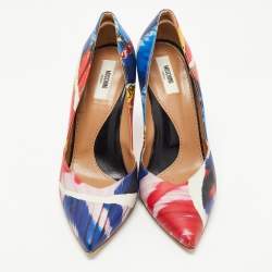 Moschino Multicolor Printed Leather Pointed Toe Pumps Size 39