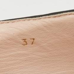 Pre Owned Moschino Black/White Leather Logo Embellished Ballet Flats Size 37 