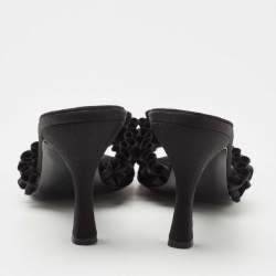 Pre Owned Moschino Black Satin Crystal Embellished Slide Sandals Size 40