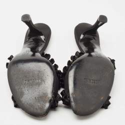 Pre Owned Moschino Black Satin Crystal Embellished Slide Sandals Size 40