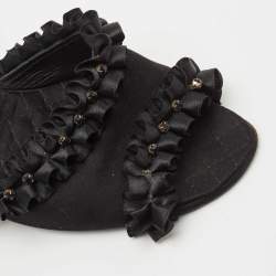 Pre Owned Moschino Black Satin Crystal Embellished Slide Sandals Size 40