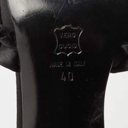 Pre Owned Moschino Black Satin Crystal Embellished Slide Sandals Size 40