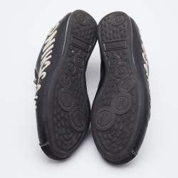 Pre Owned Love Moschino Black/White Faux Leather and Suede Lace Up Sneakers Size 38