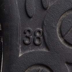 Pre Owned Love Moschino Black/White Faux Leather and Suede Lace Up Sneakers Size 38