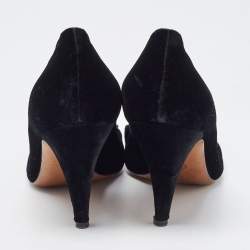 Moschino Black Velvet and Satin Crystal Embellished Bow Pumps Size 41