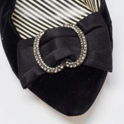 Moschino Black Velvet and Satin Crystal Embellished Bow Pumps Size 41