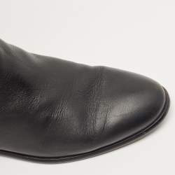 Pre Owned Moschino Black Leather Logo Knee Length Boots Size 39