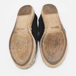 Pre Owned Moschino Black Canvas Logo Espadrille Flats Size 37