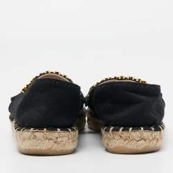 Pre Owned Moschino Black Canvas Logo Espadrille Flats Size 37