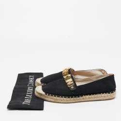 Pre Owned Moschino Black Canvas Logo Espadrille Flats Size 37
