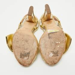 Pre Owned Moschino Metallic Gold Leather Slingback Open Toe Sandals Size 36