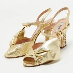 Pre Owned Moschino Metallic Gold Leather Slingback Open Toe Sandals Size 36
