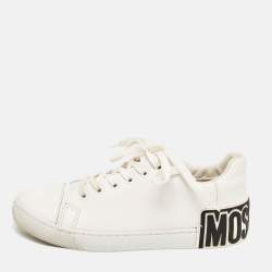 Moschino White Leather Low Top Sneakers Size 37