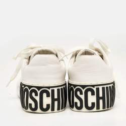 Moschino White Leather Low Top Sneakers Size 37