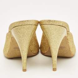 Moschino Gold Glitter Slide Sandals Size 36