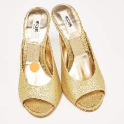 Moschino Gold Glitter Slide Sandals Size 36