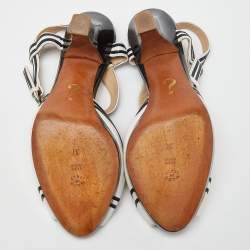 Moschino White/Black Leather Slingback Sandals Size 37