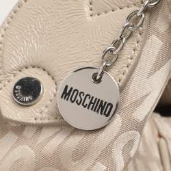 Pre Owned Movado Beige Canvas and Patent Leather Hobo