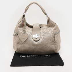 Pre Owned Movado Beige Canvas and Patent Leather Hobo