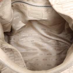 Pre Owned Movado Beige Canvas and Patent Leather Hobo