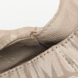 Pre Owned Movado Beige Canvas and Patent Leather Hobo