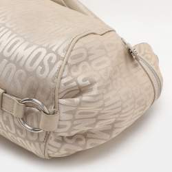 Pre Owned Movado Beige Canvas and Patent Leather Hobo