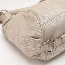 Pre Owned Movado Beige Canvas and Patent Leather Hobo