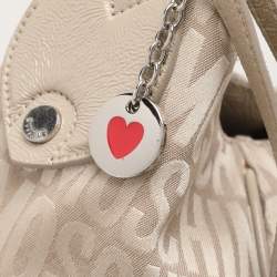 Pre Owned Movado Beige Canvas and Patent Leather Hobo