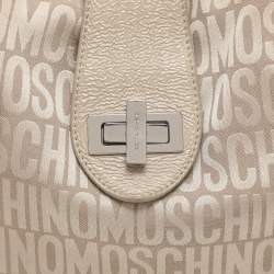 Pre Owned Movado Beige Canvas and Patent Leather Hobo