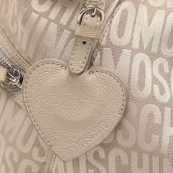 Pre Owned Movado Beige Canvas and Patent Leather Hobo