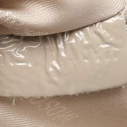 Pre Owned Movado Beige Canvas and Patent Leather Hobo