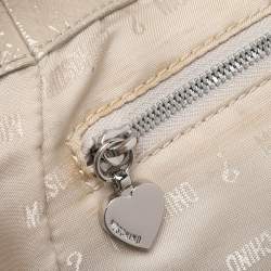 Pre Owned Movado Beige Canvas and Patent Leather Hobo