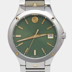 Pre Owned Movado Green Two-Tone Stainless Steel SE 0607635 Women's Wristwatch 32 mm
