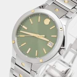 Pre Owned Movado Green Two-Tone Stainless Steel SE 0607635 Women's Wristwatch 32 mm