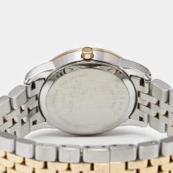 Pre Owned Movado Mother of Pearl Diamond Two Tone Stainless Steel Museum 607209 Women's Wristwatch 28 mm