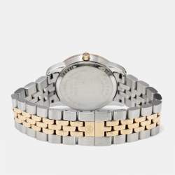 Pre Owned Movado Mother of Pearl Diamond Two Tone Stainless Steel Museum 607209 Women's Wristwatch 28 mm