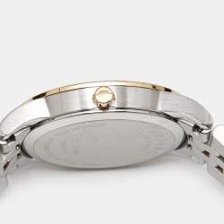 Pre Owned Movado Mother of Pearl Diamond Two Tone Stainless Steel Museum 607209 Women's Wristwatch 28 mm
