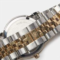 Pre Owned Movado Mother of Pearl Diamond Two Tone Stainless Steel Museum 607209 Women's Wristwatch 28 mm